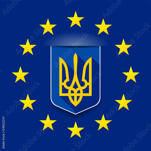 Europe & Ukraine union sign illustration concept