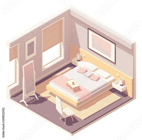 Vector isometric bedroom