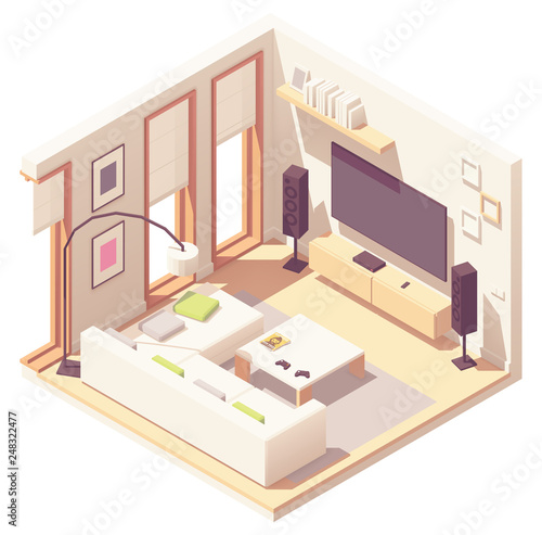 Vector isometric living room