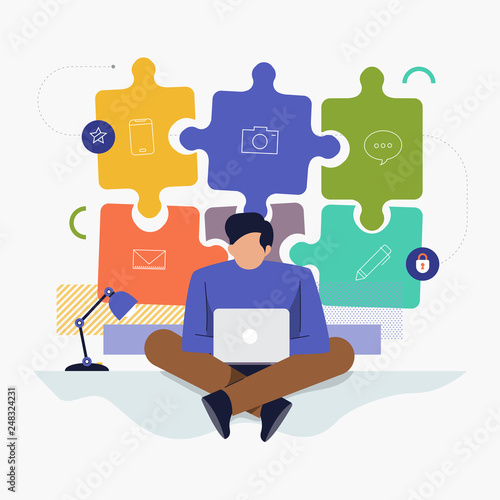 Wallpaper Mural businessman working laptop Torontodigital.ca