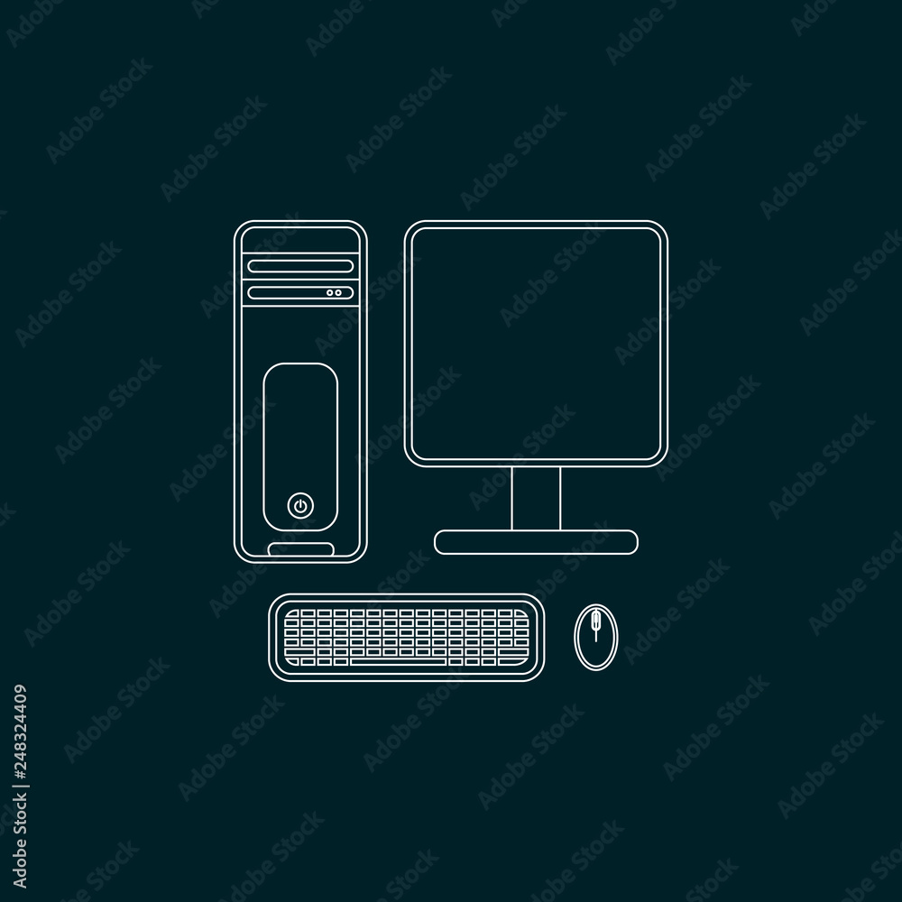 The computer line icon. Flat Vector illustration The computer line icon. Flat Vector illustration