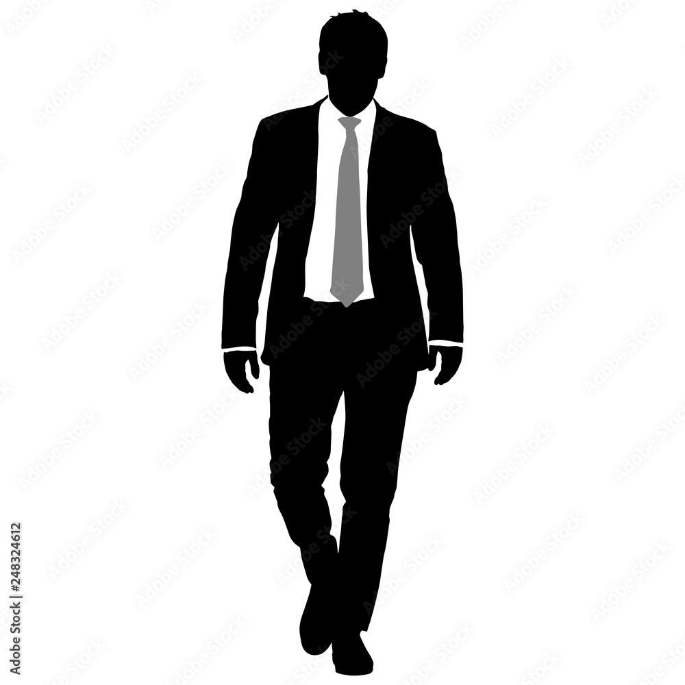Silhouette businessman man in suit with tie on a white background Silhouette businessman man in suit with tie on a white background