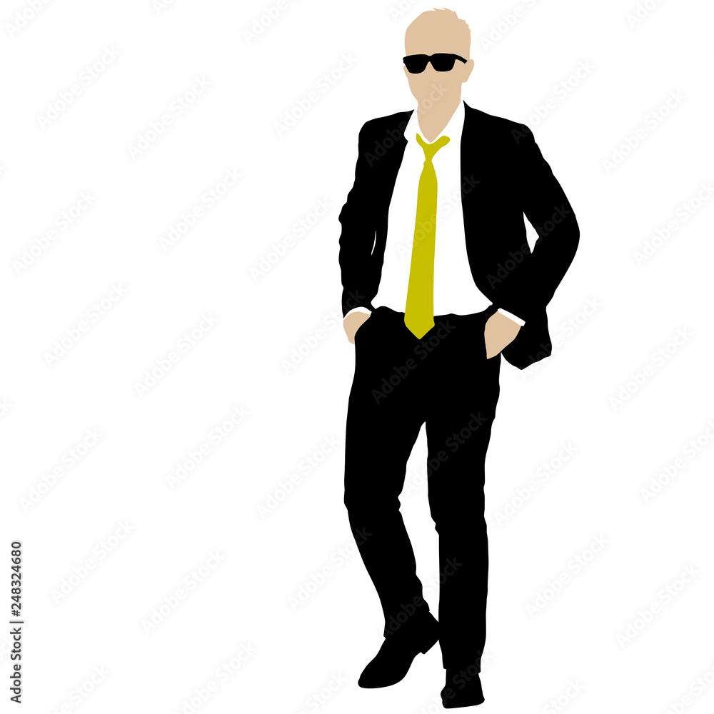 Silhouette businessman man in suit with tie on a white background Silhouette businessman man in suit with tie on a white background