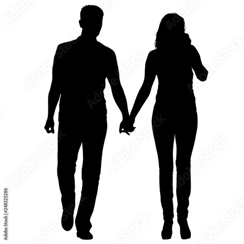 Couples man and woman silhouettes on a white background