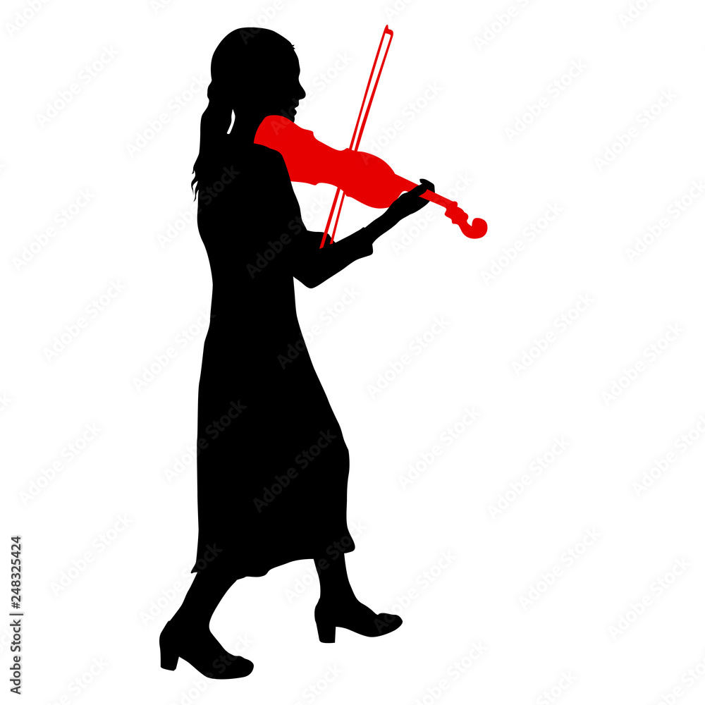 Silhouettes a musician violinist playing the violinon a white background Silhouettes a musician violinist playing the violinon a white background