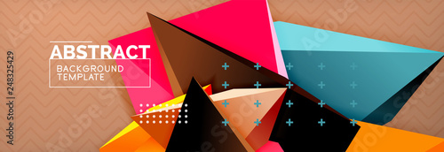 3d triangular shapes geometric background. Origami style pattern with triange shapes for decorative design. Poster design. Line design. Modern presentation template