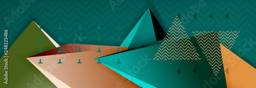 3d triangular shapes geometric background. Origami style pattern with triange shapes for decorative design. Poster design. Line design. Modern presentation template