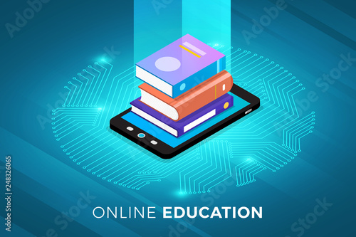 isometric e-learning concept