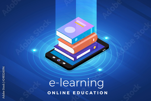isometric e-learning concept