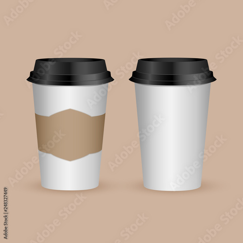 Download Realistic 3d Paper Coffee Cup Design Template For Graphics Mockup Front View Vector Illustration Stock Vector Adobe Stock