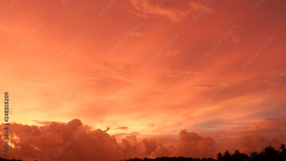 Fototapeta premium the view of the sky is reddish blue at sunset