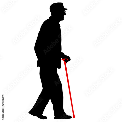 Silhouette of disabled people on a white background