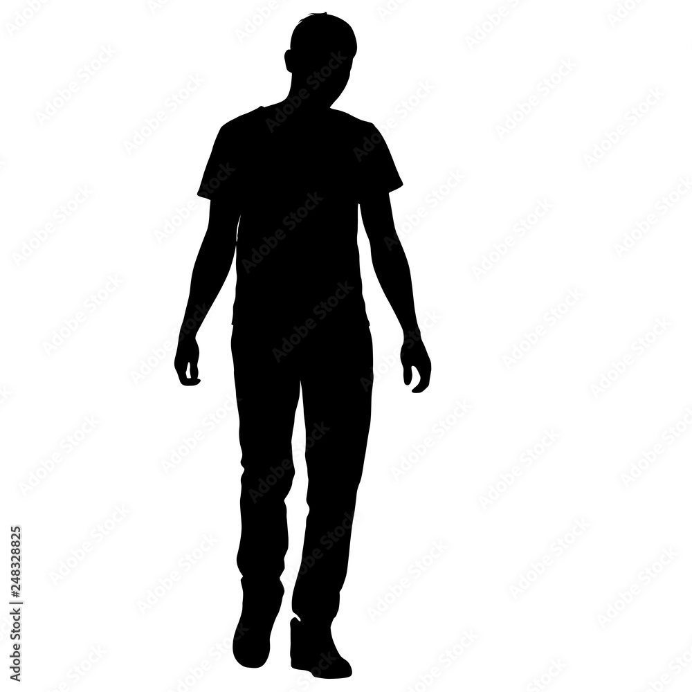 Silhouette of People Standing on White Background