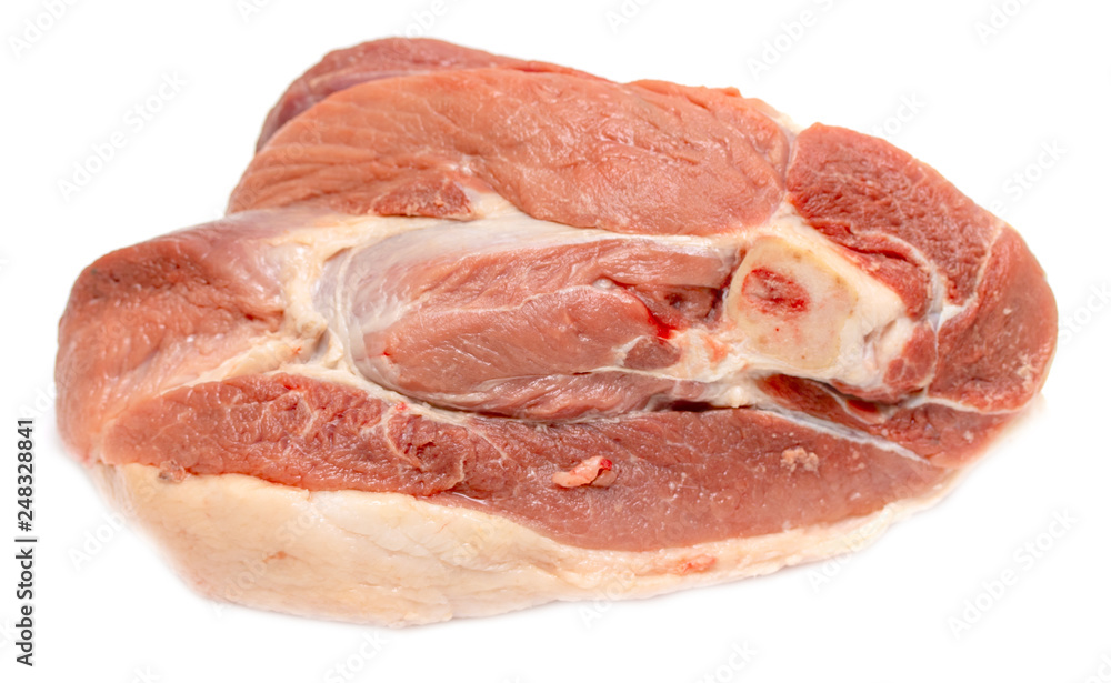 piece of raw meat on a white background piece of raw meat on a white background