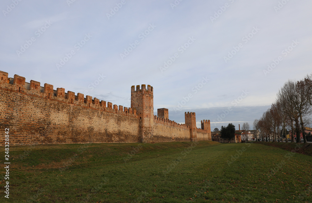 Montagnana near Padua and the long ancient medieval defensive wa