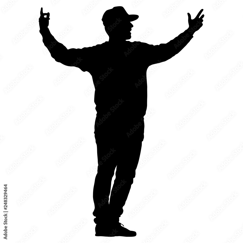 Black silhouette man standing, people on white background Black silhouette man standing, people on white background