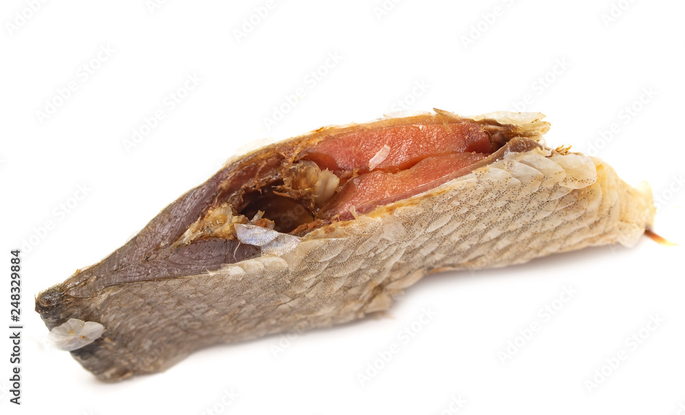 fish salted dried to beer on a white background fish salted dried to beer on a white background