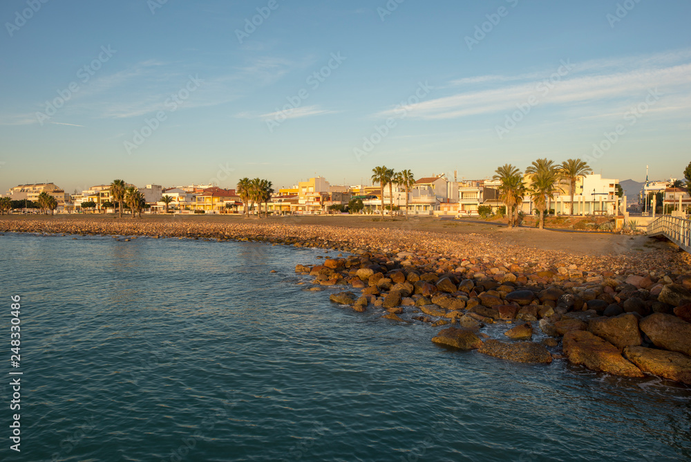The coast and beach of chilches at sunrise