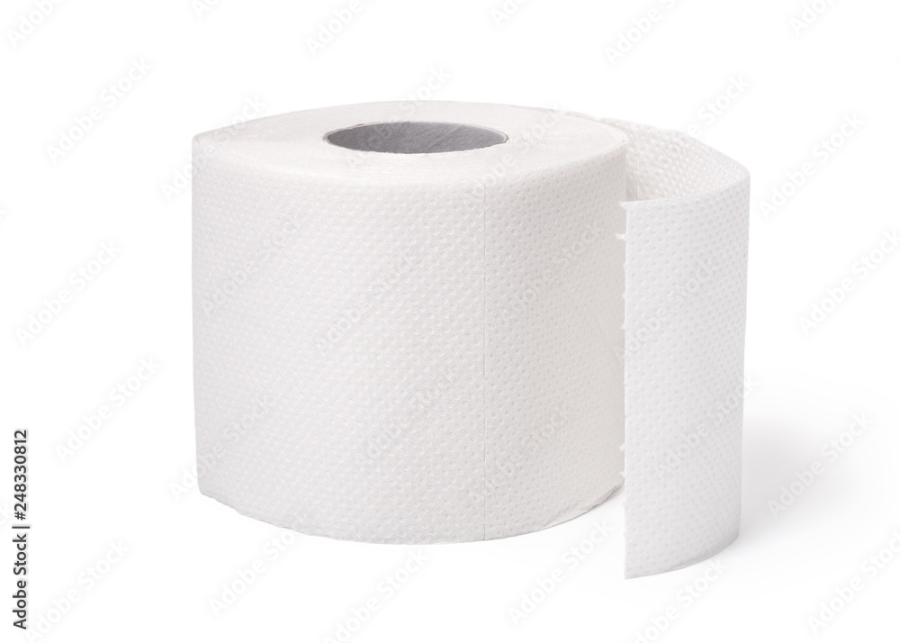 Clean white toilet paper against a white background. Roll of soft toilet paper isolated on white background Clean white toilet paper against a white background. Roll of soft toilet paper isolated on white background