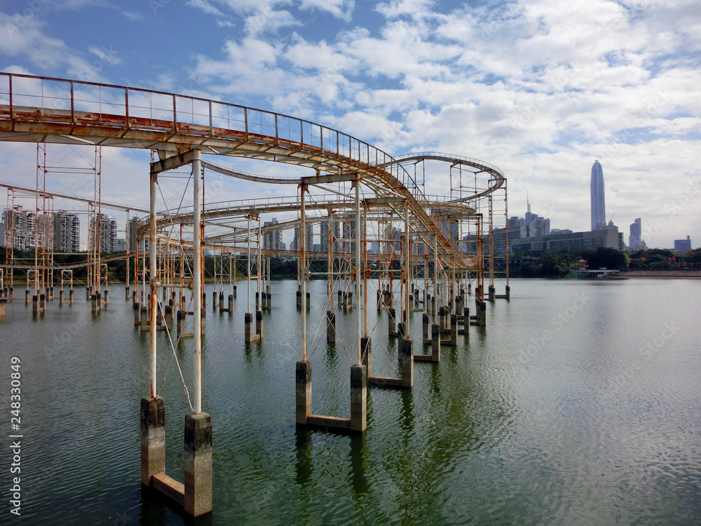 Abandoned roller coaster Shenzhen China Honey Lake Abandoned roller coaster Shenzhen China Honey Lake