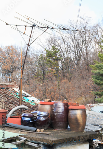 Canvas Print platform for crocks of sauces and condiments on the roof