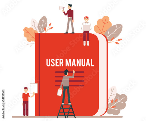 Tiny people make up and read the red user manual.