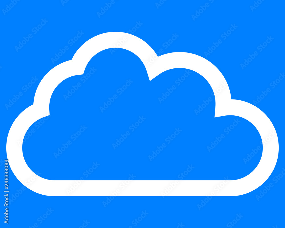 Cloud symbol icon - white simple outline, isolated - vector Cloud symbol icon - white simple outline, isolated - vector