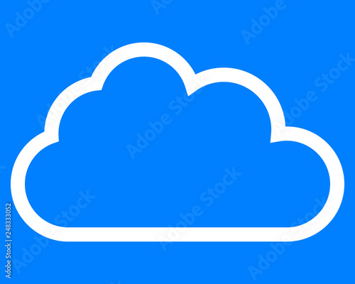 Cloud symbol icon - white simple outline, isolated - vector