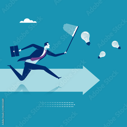 Chasing ideas. Business vector illustration.