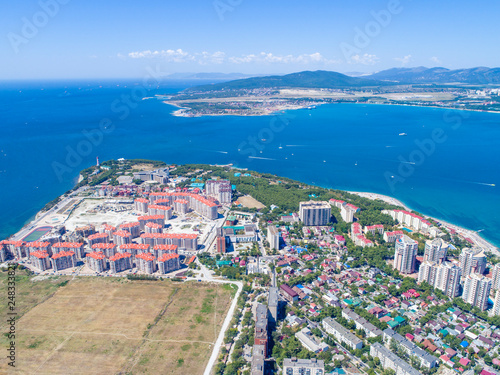 construction of cottages on the beach in Gelendzhik. Construction of the field. Construction of houses. Gelendzhik, cottage, house, field, sea, road, Black sea, pit, construction equipment, constructi