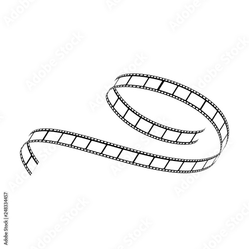 Vector curved film strip movie tape black white