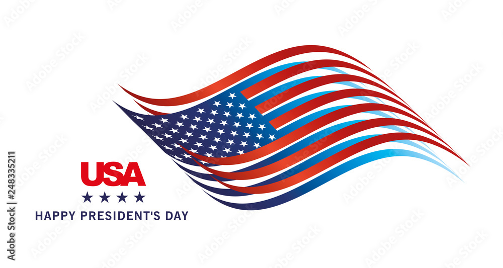 Obraz Happy Presidents Day USA blue red abstract flag isolated on white background