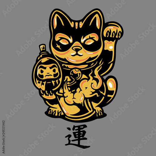 gold lucy cat mascot isolated