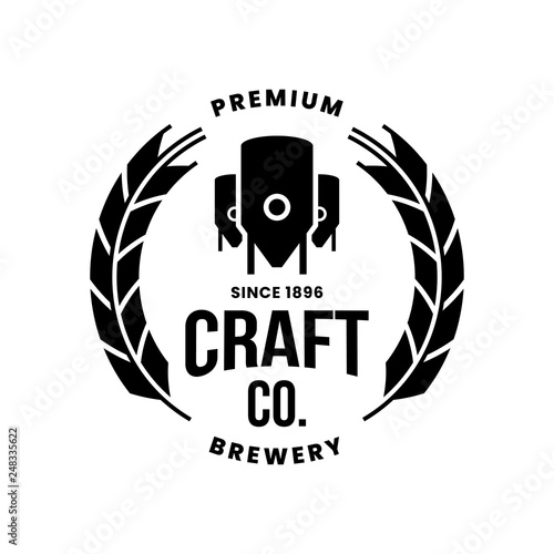 Modern craft beer drink vector logo sign for bar, pub, store, shop, brewhouse, brewery isolated on white background. Premium round logotype emblem illustration. Brewing fest t-shirt badge design.