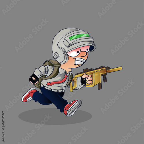 kid soldier cartoon isolated