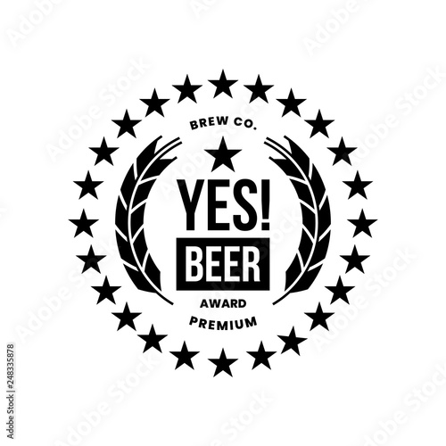 Modern craft beer drink vector logo sign for bar, pub, store, brewhouse or brewery isolated on white background. Premium quality emblem logotype illustration. Brewing round fest t-shirt badge design.