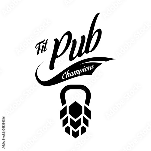 Modern craft beer drink vector logo sign for bar, pub, store, brewhouse or brewery isolated on white background. Premium quality fitness logotype illustration. Brewing sport fest t-shirt badge design.