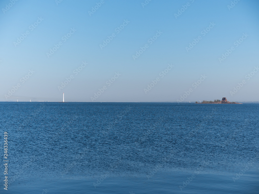 The cruise ship goes on a trip from the port The cruise ship goes on a trip from the port