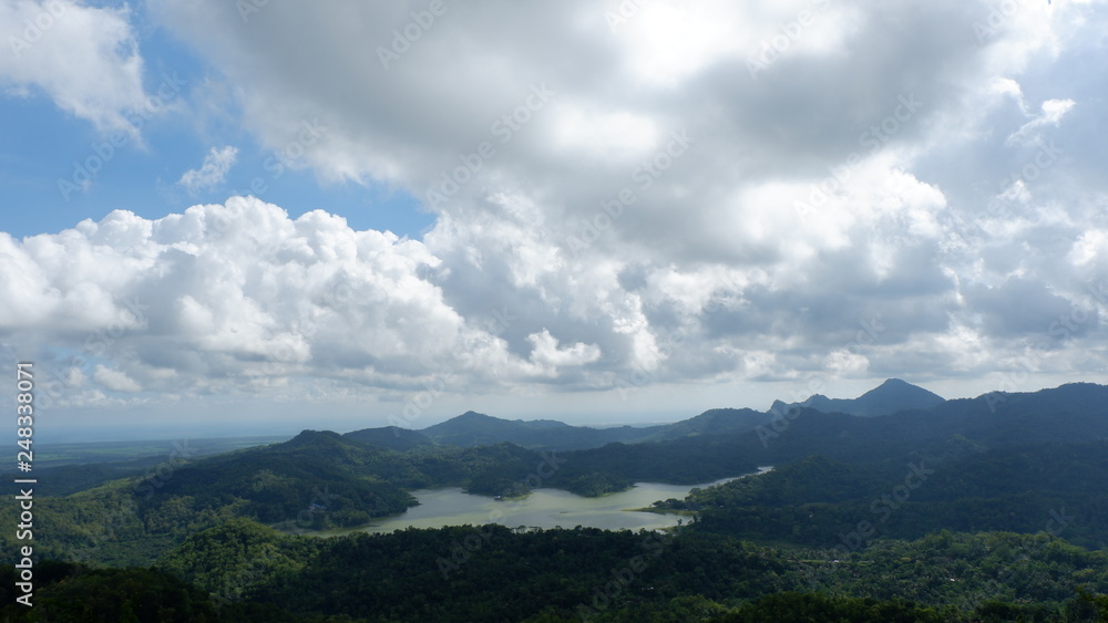 natural mountain scenery with lake view below