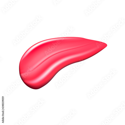 Vector illustration of a stroke of lipstick isolated on white. Element of the design of advertising posters, leaflets for the promotion of decorative cosmetics