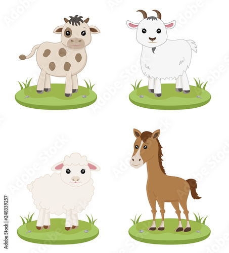Set of cute animals isolated on white background.