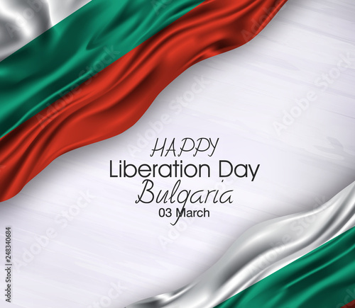 Vector illustration of Happy . Waving flags isolated on gray background, bulgaria,03 march,liberation day.