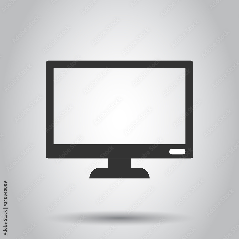 Computer monitor vector icon in flat style. Television illustration on white background. Tv display business concept. Computer monitor vector icon in flat style. Television illustration on white background. Tv display business concept.