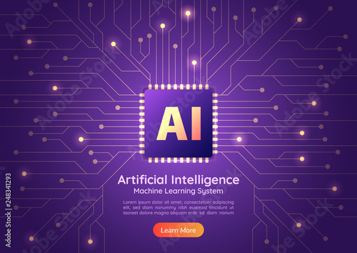 Artificial Intelligence AI chip on computer circuit board