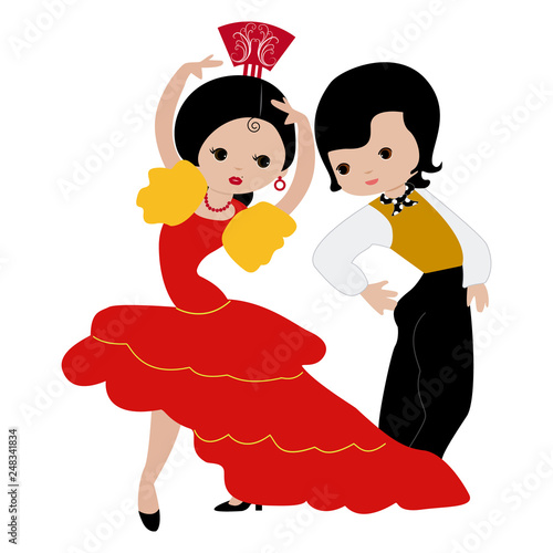Couple dancing Sevillanas in vector