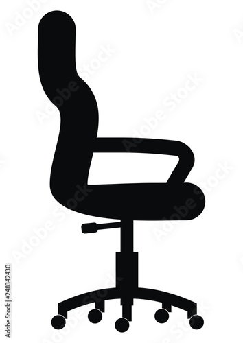 Black office chair with wheels. Adjustable chair for offices and households.