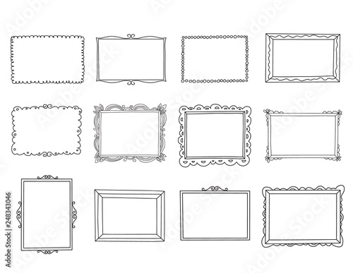 Hand drawn frames set. Cartoon style. Vector.