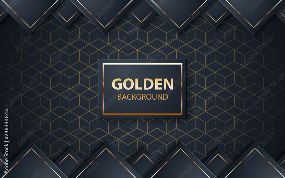 Luxury black background. Golden list on black square. Luxury black background. Golden list on black square.