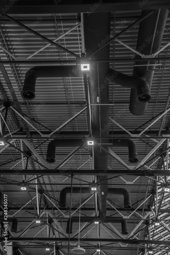 Obraz premium Powerful ventilation pipes and lamps