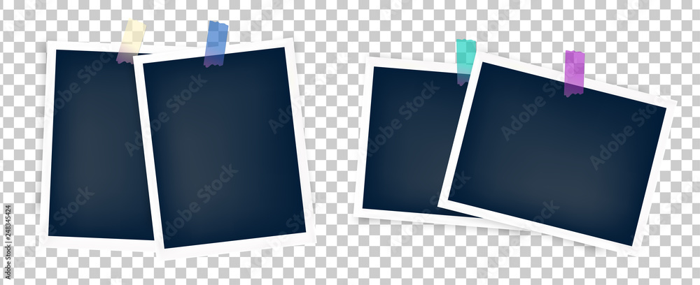 Set of photo frame templates with stickers Set of photo frame templates with stickers